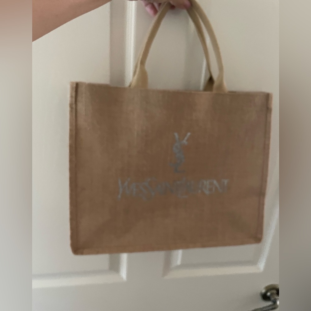 Used YSL GWP Brown Canvas Tote with Glittery Logo - Picture 2 of 13